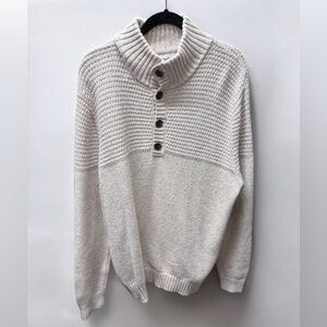 Goodfellow & Co Men's Mock Neck Button Sweater in Cream